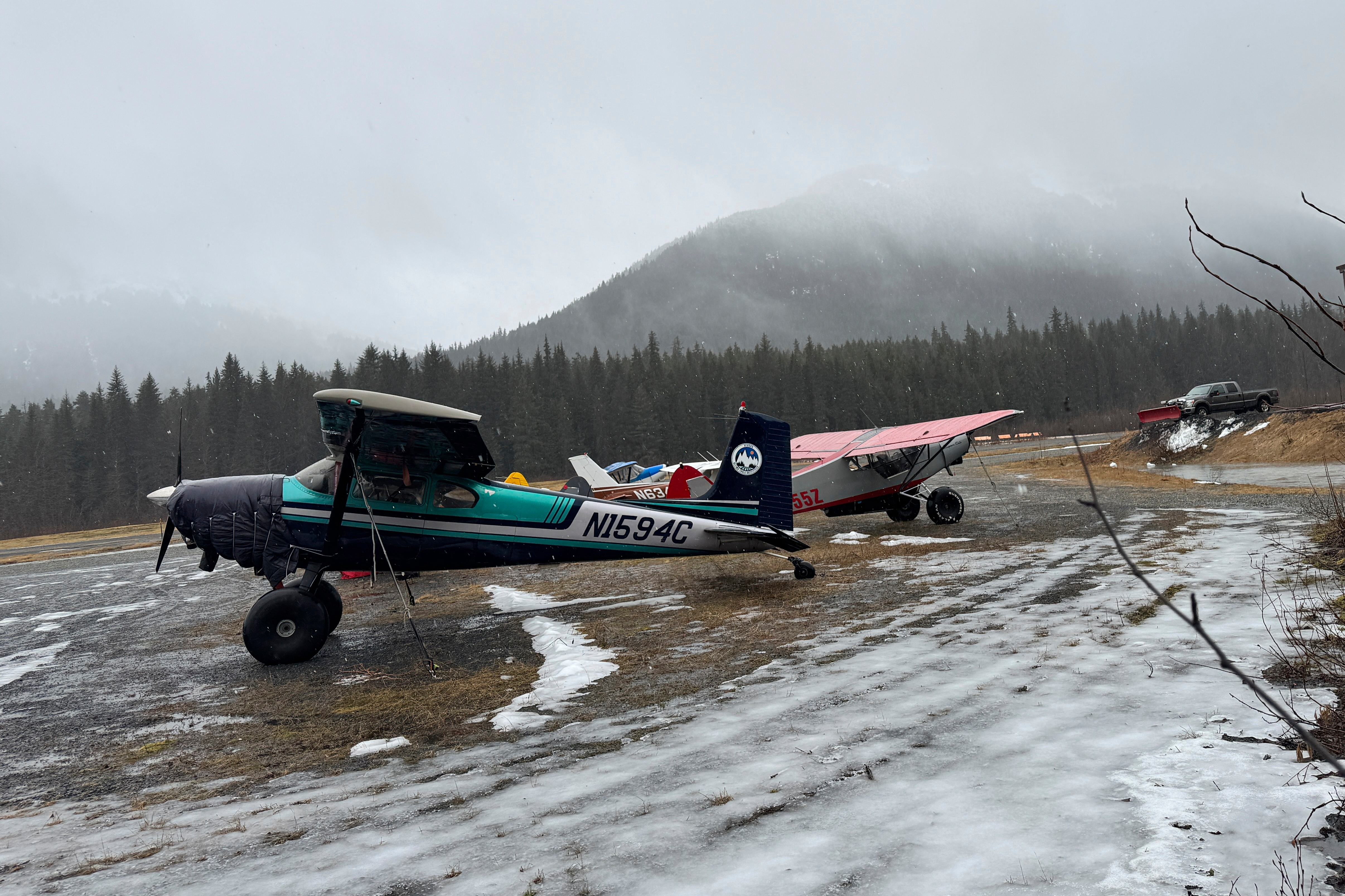 Small airplanes are shown Wednesday, March 5, 2025, at the airport in Girdwood, Alaska. (AP Photo/Mark Thiessen)