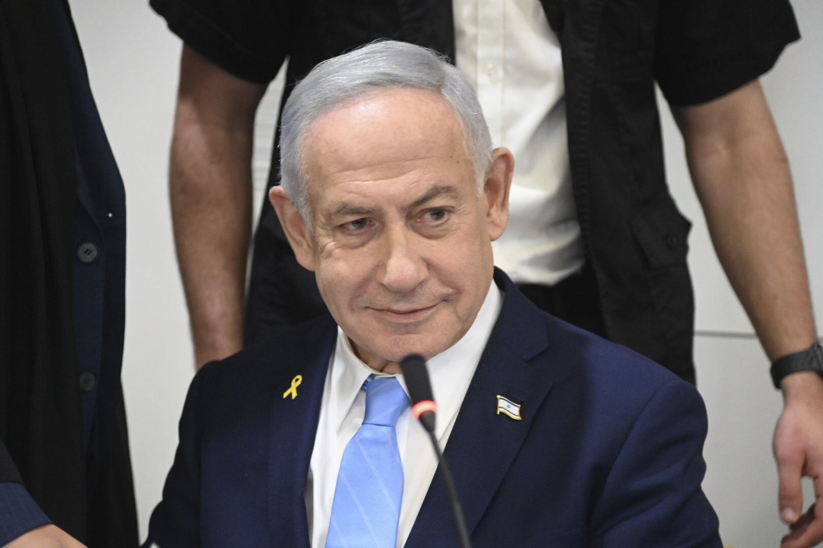 Israel's Prime Minister Benjamin Netanyahu, attends his trial on corruption charges at the district court in Tel Aviv, Israel, Wednesday, March 12, 2025. (Yair Sagi/Pool Photo via AP)